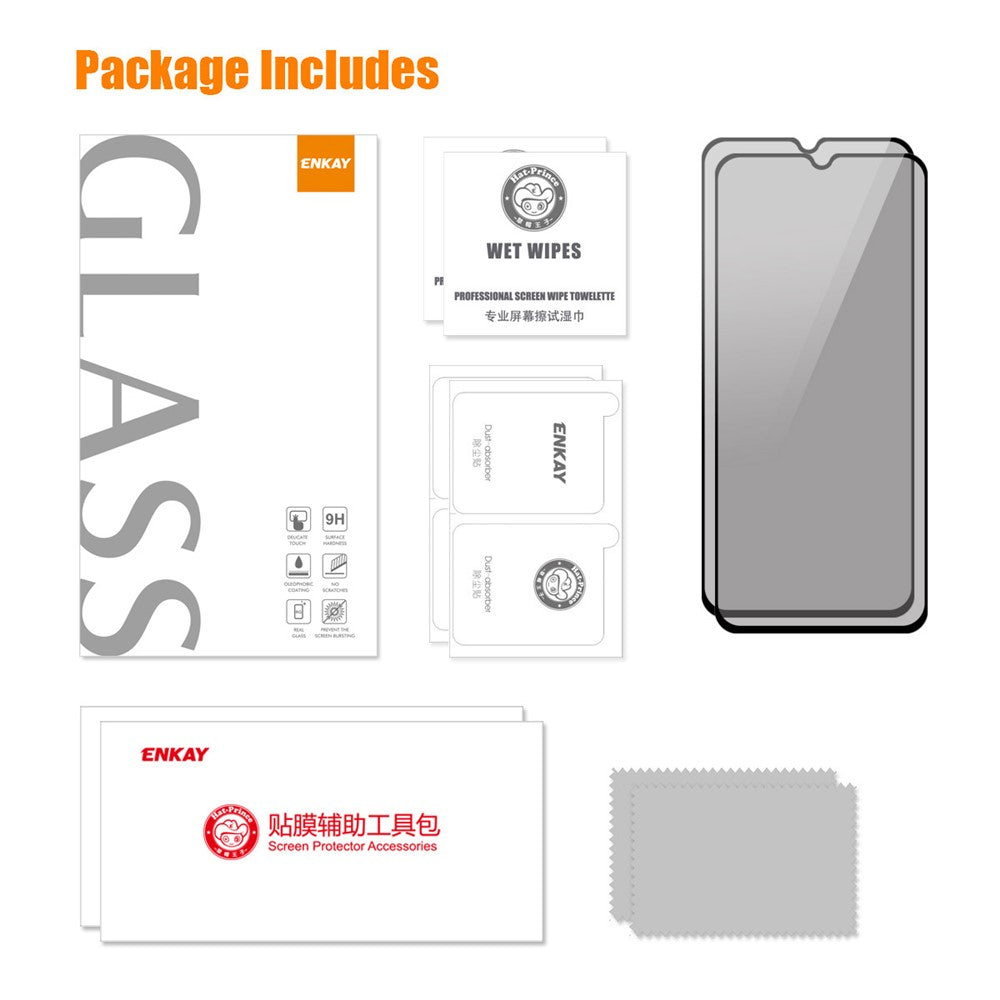 ENKAY HAT PRINCE 2 st/set för Samsung Galaxy A14 5G/A14 4G heltäckande skärmskydd, 28 graders antispionfilm, härdat glas