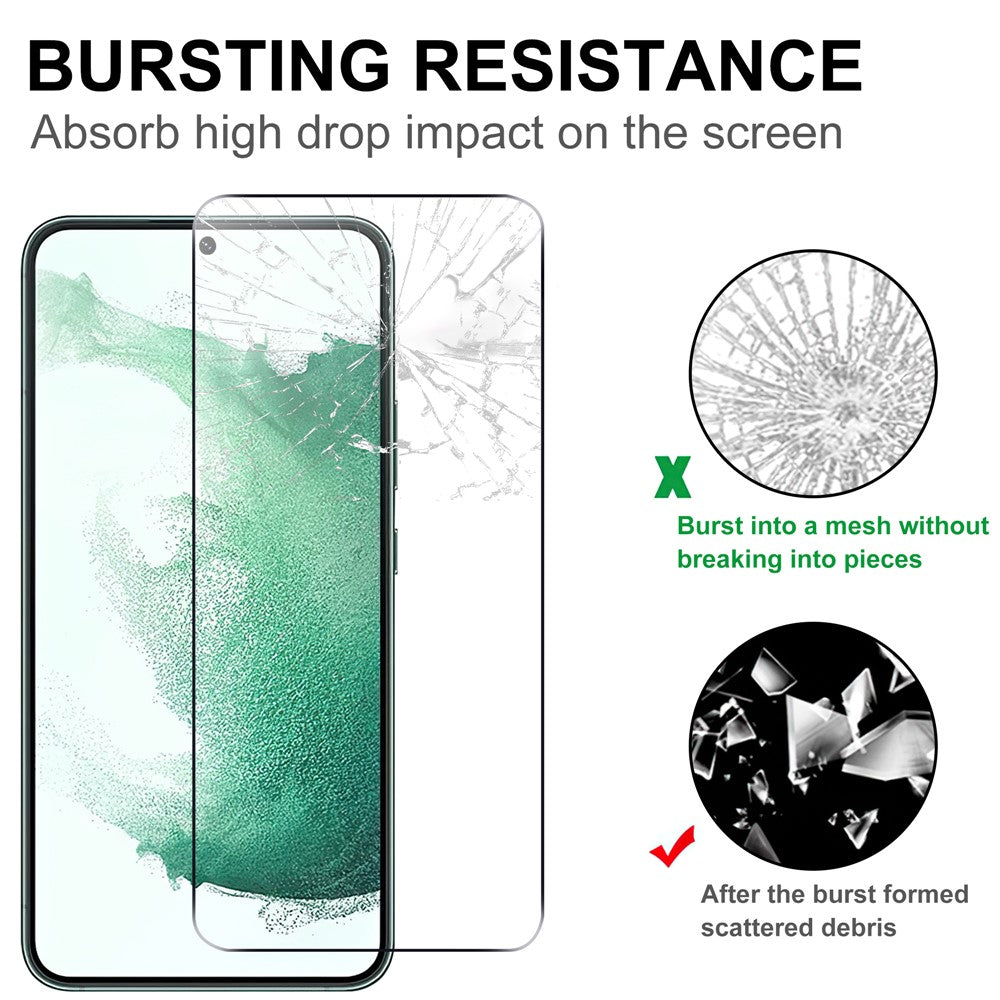 Anti-fingeravtryck HD-skärmskydd för Samsung Galaxy S22+ 5G / S23+ Heltäckande, heltäckande, explosionsskyddande, klar AGC-glasfilm i härdat glas [0,1 mm tjocklek, stöder fingeravtryckslåsning]