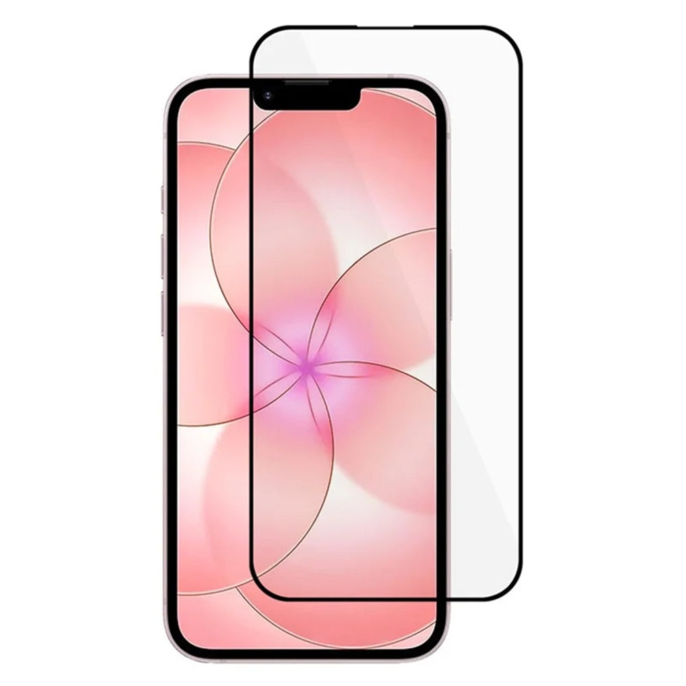 For iPhone 16e / iPhone 17e Skærmbeskytter i hærdet glas med silketryk, kantlim og fuld dækning