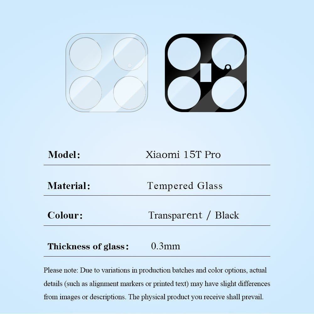 LEREACH 2 st. kameralinsskydd för Xiaomi 15T Pro, 0,3 mm ultratunn heltäckande film av härdat glas