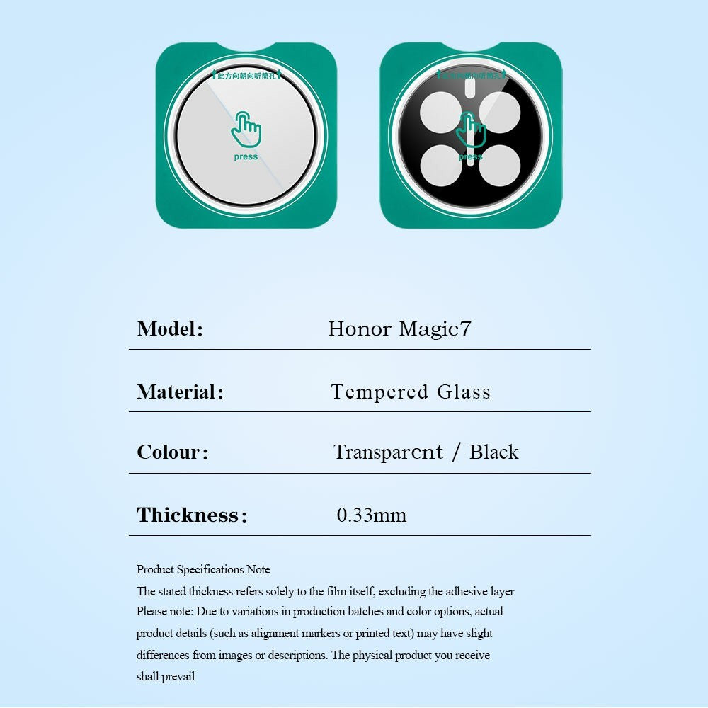 LEREACH For Honor Magic7 5G Camera Lens Protector Full Cover High Aluminium-silicon Glass Lens Film with Auto-Align Installation Frame