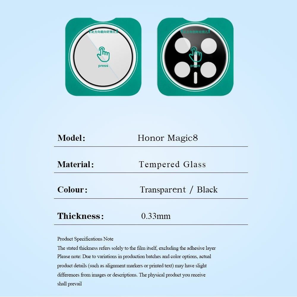 LEREACH For Honor Magic8 5G Camera Lens Protector Full Cover High Aluminium-silicon Glass Lens Film with Auto-Align Installation Frame