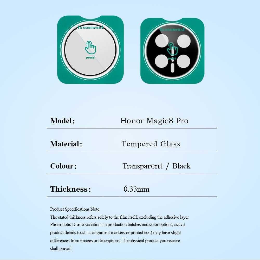 LEREACH 2Pcs for Honor Magic8 Pro 5G Camera Lens Protector Smart-Fit Auto-Align Tempered Glass Film