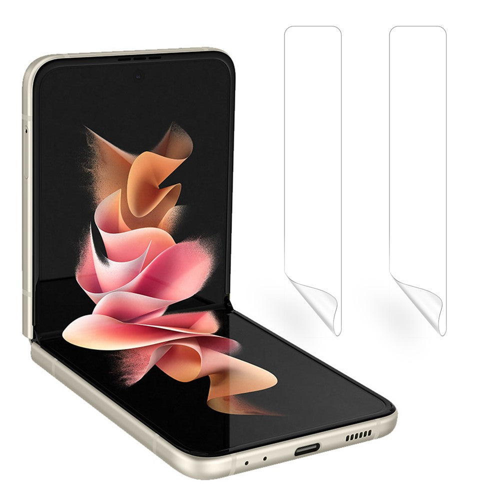 RURIHAI 2 stk./sæt til Samsung Galaxy Z Flip3 5G/Z Flip4 5G, rammebeskyttelsesfilm, krystalklar sidemærkat, 0,1 mm ultratynde fulddækkende sidemærkater