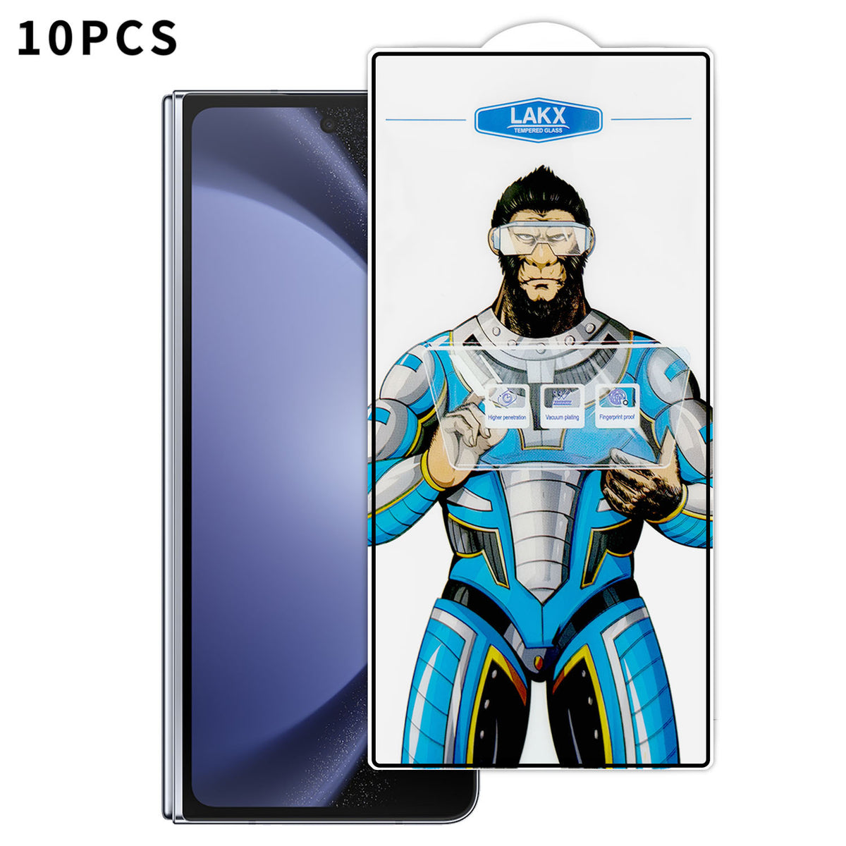 For Samsung Galaxy Z Fold5 5G 10Pcs High Definition Tempered Glass Anti-fingerprint Anti-static Electroplating Full Screen Protector