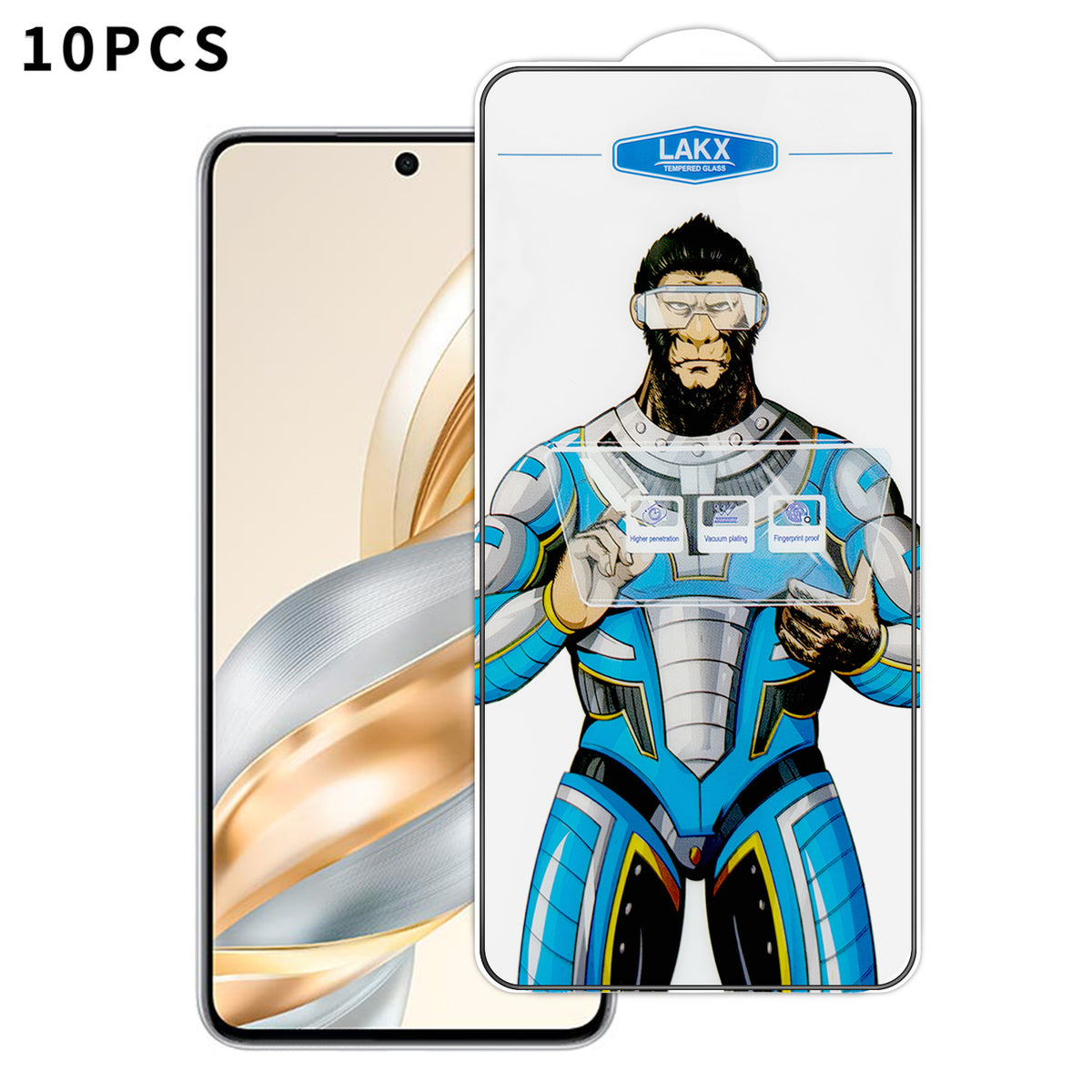 For Honor X60 5G 10Pcs High Definition Tempered Glass Anti-fingerprint Anti-static Electroplating Full Screen Protector