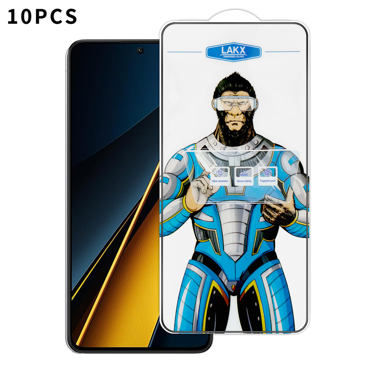 For Xiaomi Poco X6 Pro 5G 10Pcs High Definition Tempered Glass Anti-fingerprint Anti-static Electroplating Full Screen Protector