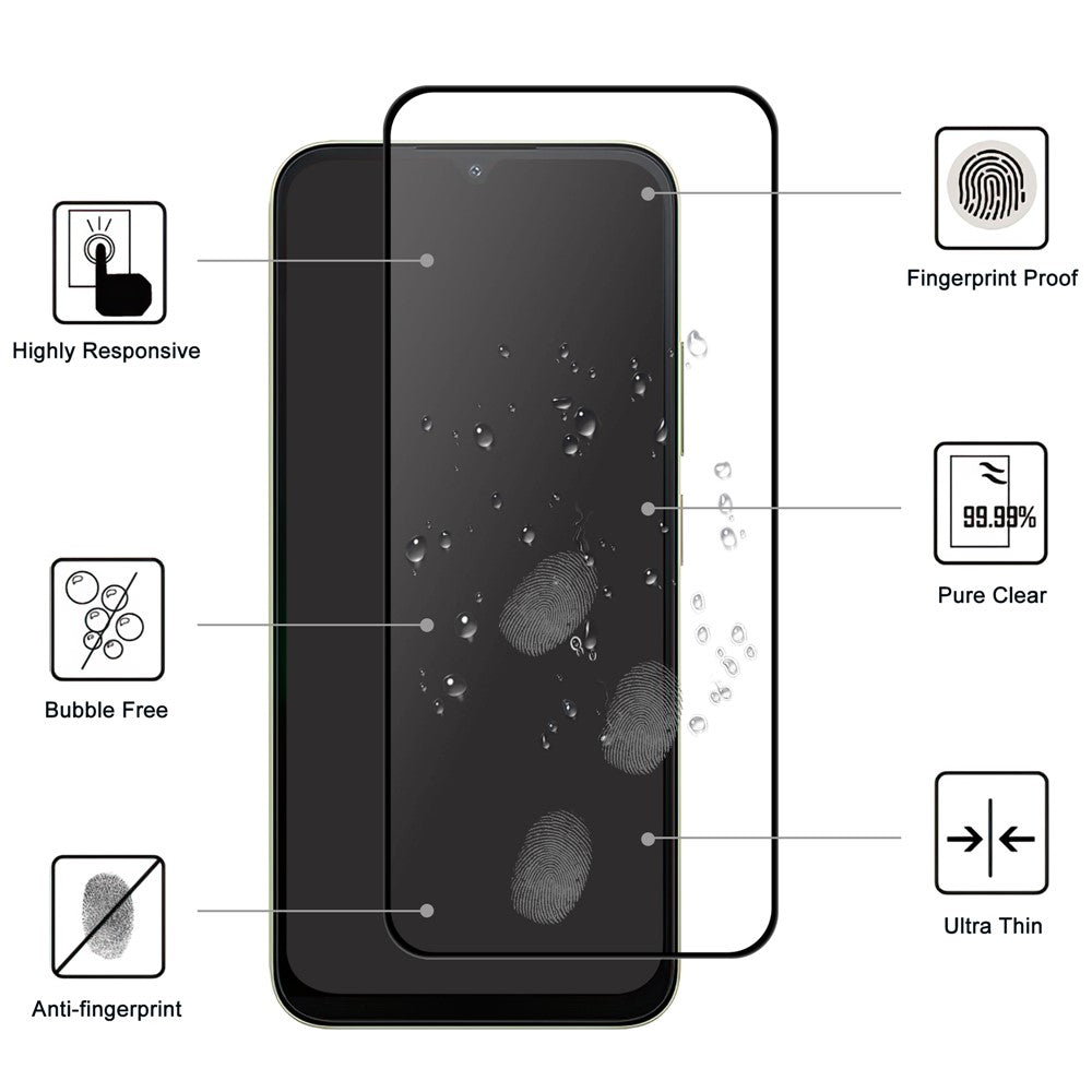 AGC Tempered Glass Film For Xiaomi Poco C85x 5G / Redmi A7 Pro 4G (171.56mm) / Redmi A7 Pro 5G Black Edge Full Glue Full Coverage Screen Protector