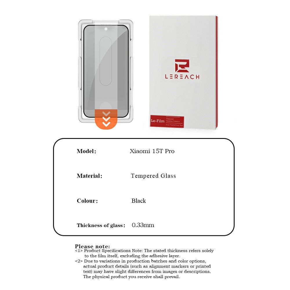 LEREACH For Xiaomi 15T Privacy Tempered Glass Screen Protector 28° Anti-spy Full Cover Film