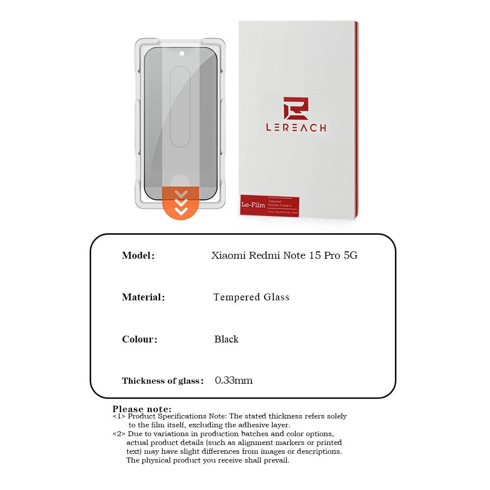 LEREACH 2 st för Xiaomi 15T Pro Sekretessskydd i härdat glas, 28° anti-spionage, heltäckande film