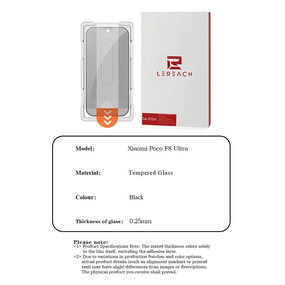 LEREACH 2Pcs For Xiaomi Poco F8 Ultra / Redmi K90 Pro Max 5G Privacy Tempered Glass Screen Protector 28° Anti-spy Full Cover Film