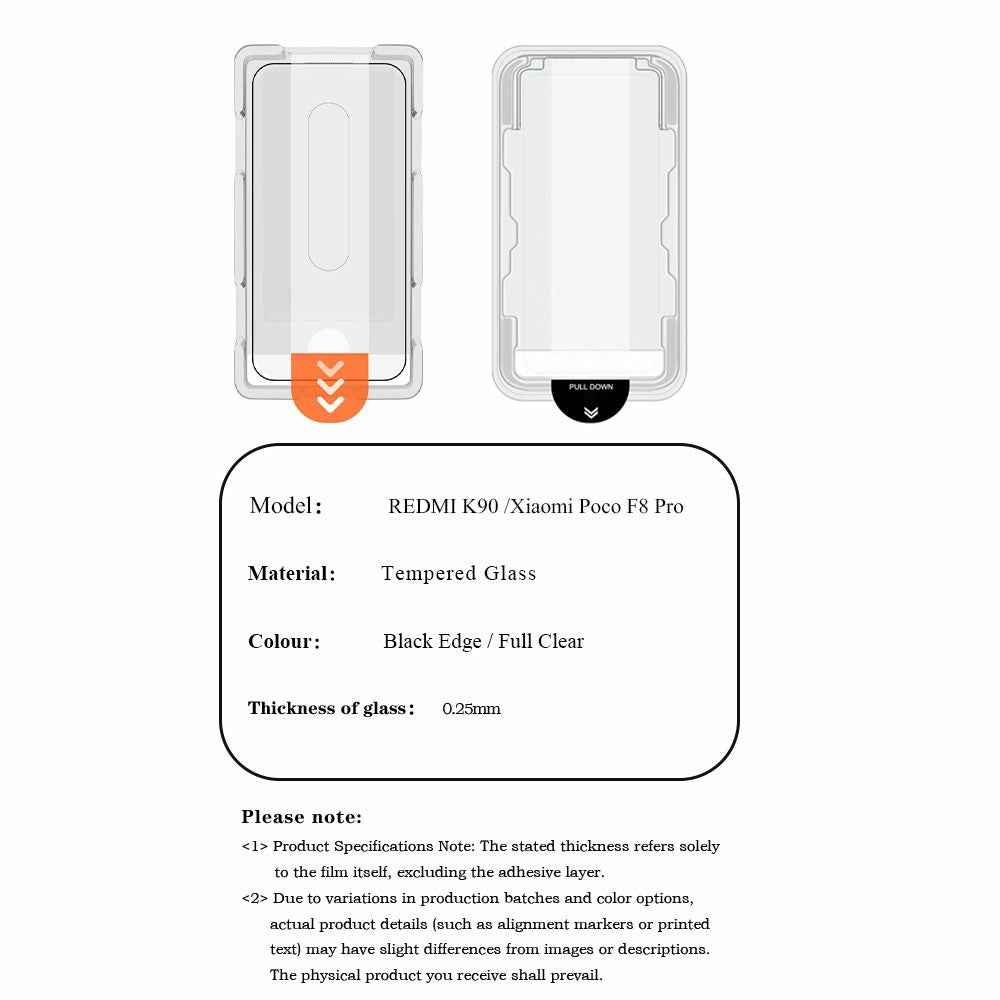 LEREACH For Xiaomi Poco F8 Pro 5G / Redmi K90 5G Tempered Glass Full Screen Protector Anti-Fingerprint Film with Dust-Free Installation Tool