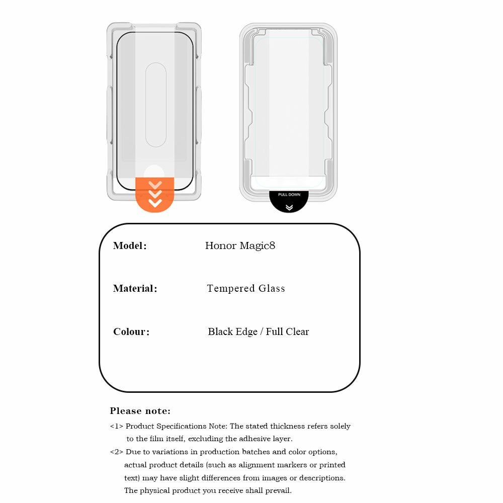 LEREACH 2Pcs For Honor Magic8 5G Tempered Glass Full Screen Protector Anti-Fingerprint Film with Dust-Free Installation Tool