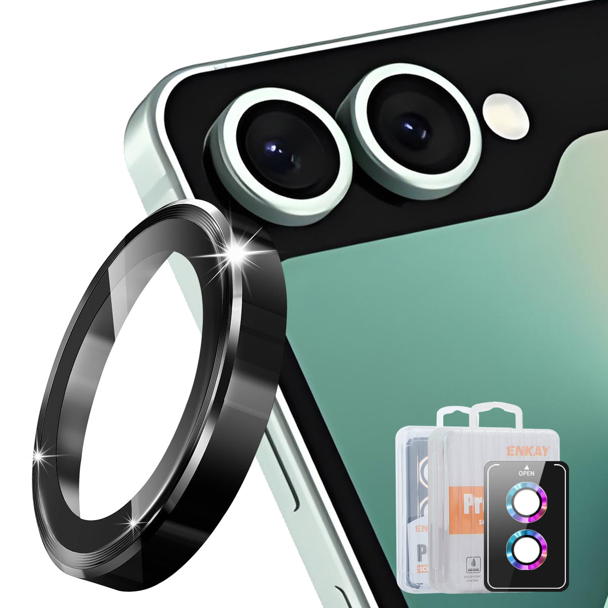 Hat Prince for Samsung Galaxy Z Flip8 Camera Lens Protector ENKAY HAT PRINCE Metal Ring Lens Film
