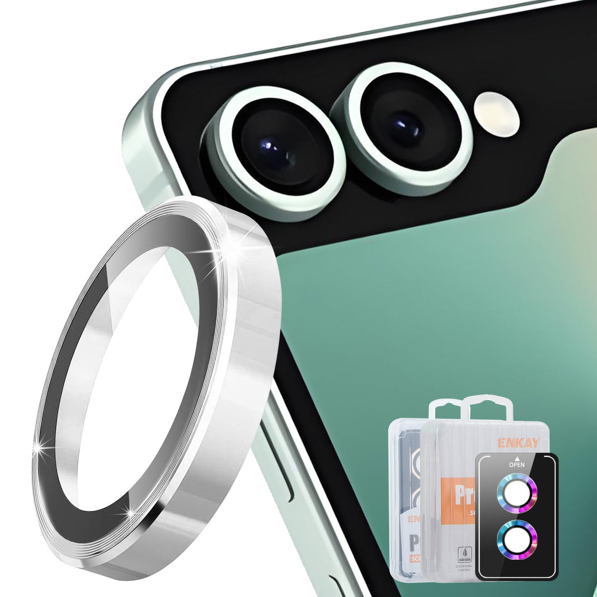 Hat Prince for Samsung Galaxy Z Flip8 Camera Lens Protector ENKAY HAT PRINCE Metal Ring Lens Film