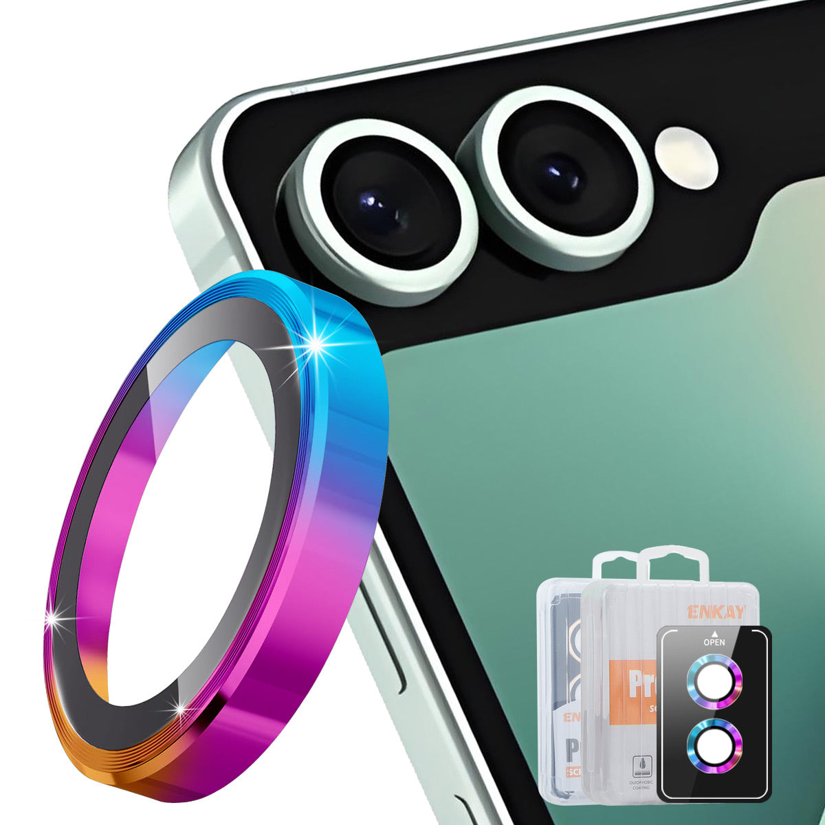Hat Prince for Samsung Galaxy Z Flip8 Camera Lens Protector ENKAY HAT PRINCE Metal Ring Lens Film