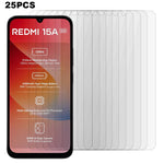 25 st. för Xiaomi Redmi 15a 5G skärmskydd helhäftande härdat glas HD-film (inte komplett täckning) (ingen förpackning, med våtservetter, dammuppsamlare, guideklistermärke)
