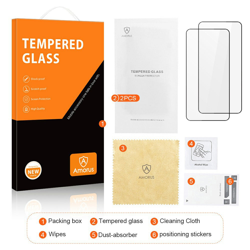 AMORUS 2Pcs For Xiaomi Redmi Turbo 5 Max 5G Full Screen Protector Shatterproof Silk Printing Full Glue Tempered Glass Film