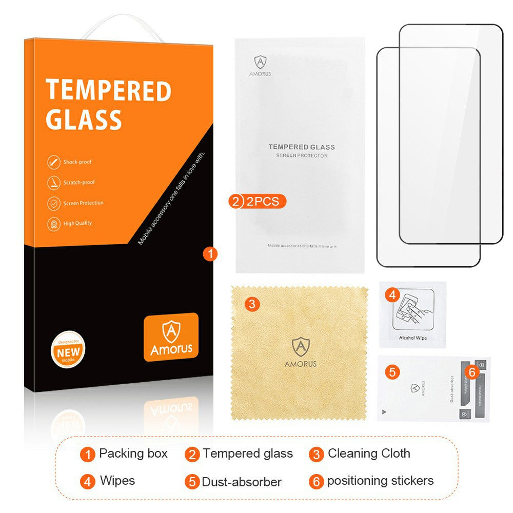 AMORUS 2Pcs For Xiaomi Redmi Turbo 5 5G Full Screen Protector Shatterproof Silk Printing Full Glue Tempered Glass Film