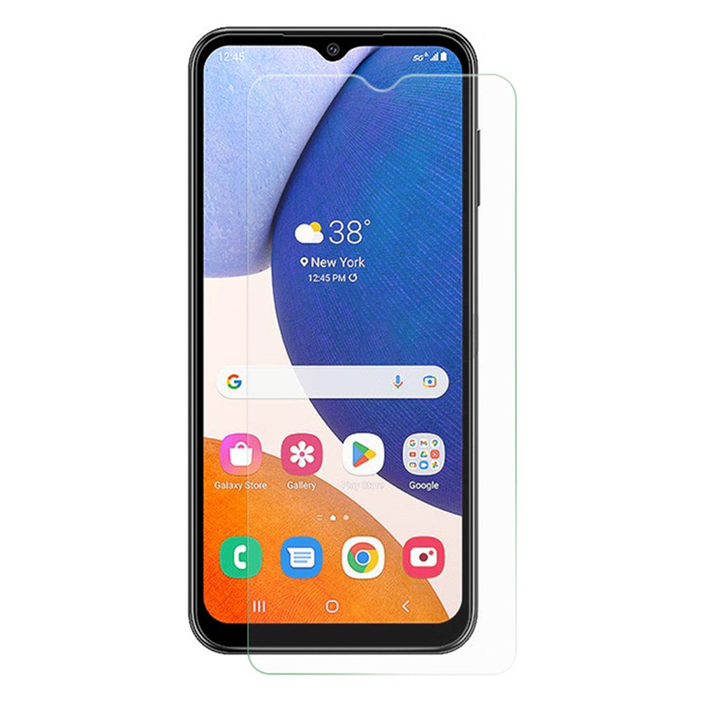 AMORUS skærmbeskyttelse til Samsung Galaxy A14 5G / A14 4G, 2.5D-buet kant, splintresistent og fingeraftryksafvisende film i aluminium-silikatglas