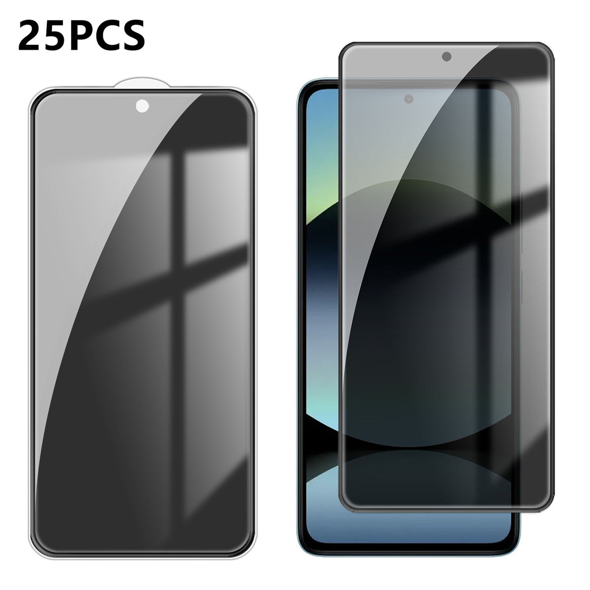 Xiaomi Redmi Note 14 5G 25 st. antispion skärmskydd sidentryck hög aluminium-kisel glas heltäckande anti-fingeravtryck sekretessfilm