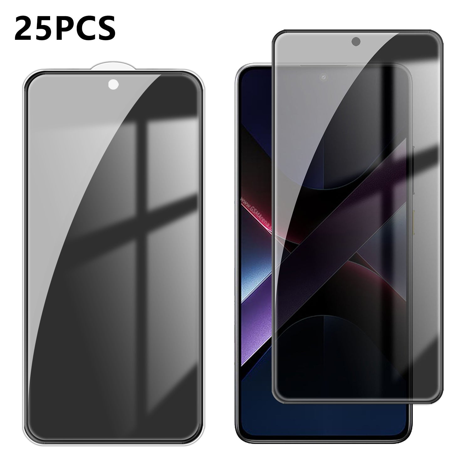 Xiaomi Poco X7 Pro 5G 25 st. antispionskärmskydd silkestryck hög aluminium-kiselglas heltäckande anti-fingeravtryck sekretessfilm