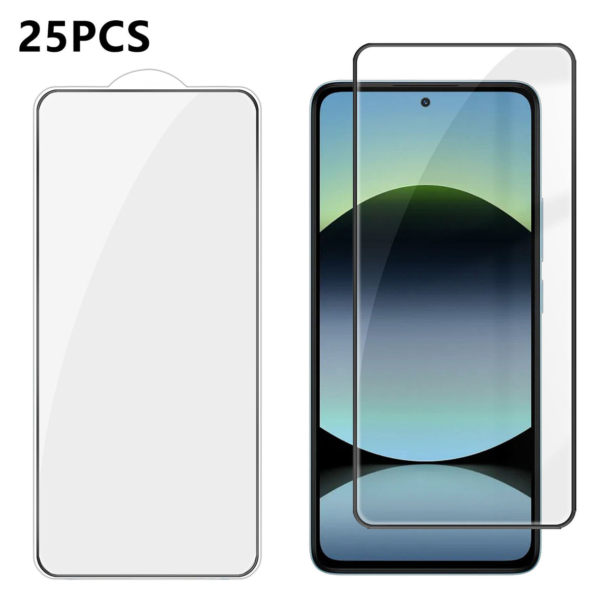 Xiaomi Redmi Note 14 5G 25 st. heltäckande skärmskydd silkestryck ultraklar hög aluminium-kiselglasfilm