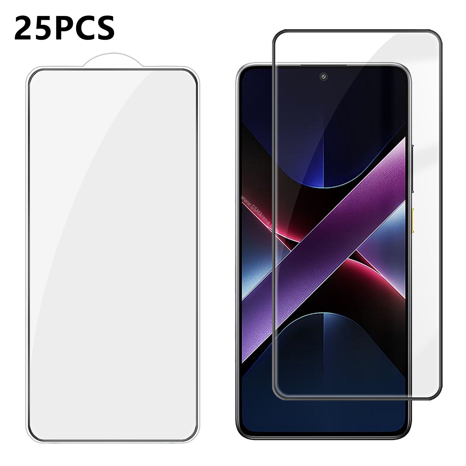 Xiaomi Poco X7 Pro 5G 25 st. heltäckande skärmskydd silkestryck ultraklar hög aluminium-kiselglasfilm