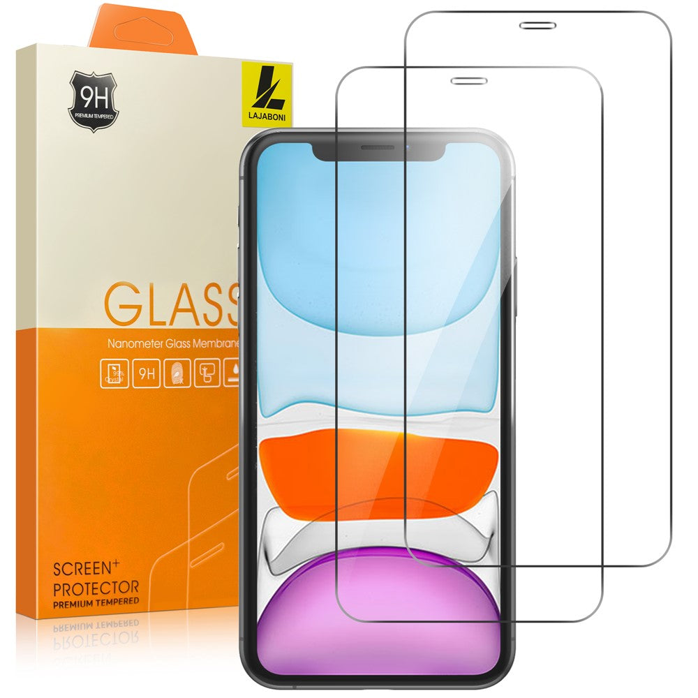 LAJABONI 2Pcs HD Clear Screen Protector For iPhone 11  /  XR 6.1 inch Anti-Explosion 2.5D Arc Edge Not Complete Covering Tempered Glass Screen Film
