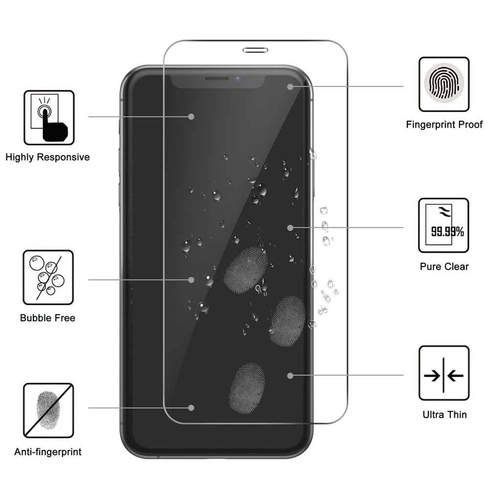LAJABONI 2Pcs HD Clear Screen Protector For iPhone 11  /  XR 6.1 inch Anti-Explosion 2.5D Arc Edge Not Complete Covering Tempered Glass Screen Film
