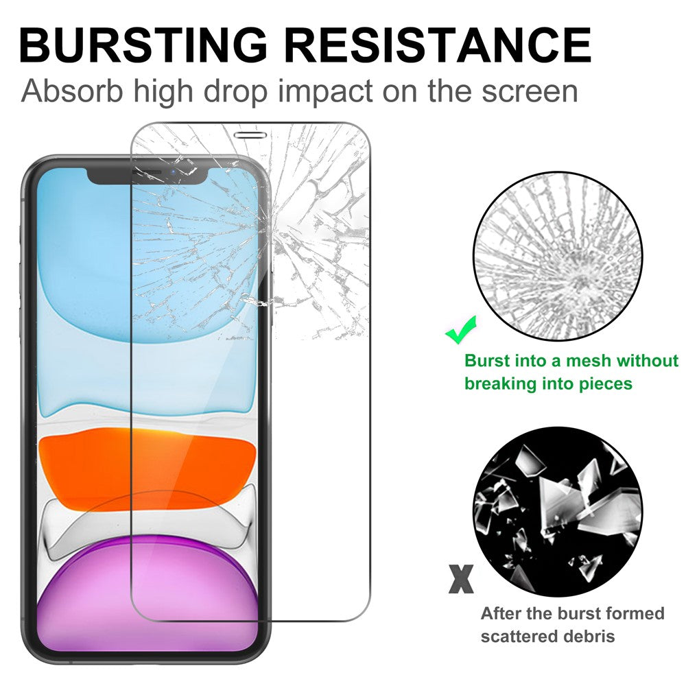LAJABONI 2Pcs HD Clear Screen Protector For iPhone 11  /  XR 6.1 inch Anti-Explosion 2.5D Arc Edge Not Complete Covering Tempered Glass Screen Film