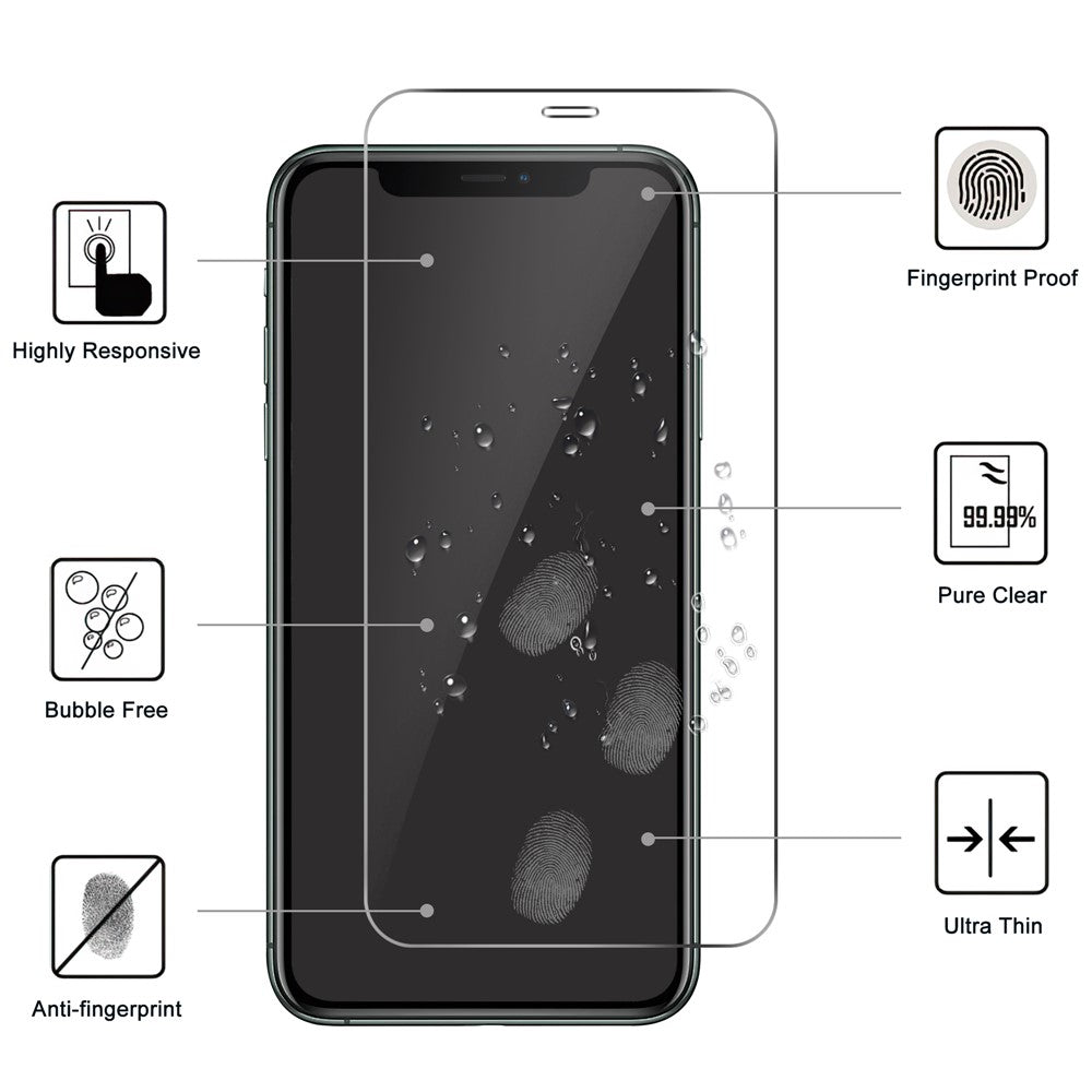 LAJABONI 2Pcs HD Clear Screen Protector For iPhone 11 Pro Max  /  XS Max 6.5 inch Anti-Explosion 2.5D Arc Edge Not Complete Covering Tempered Glass Screen Film