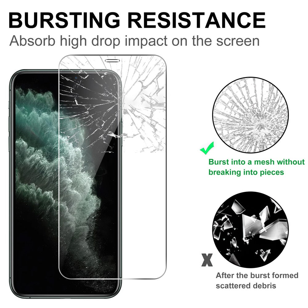 LAJABONI 2Pcs HD Clear Screen Protector For iPhone 11 Pro Max  /  XS Max 6.5 inch Anti-Explosion 2.5D Arc Edge Not Complete Covering Tempered Glass Screen Film