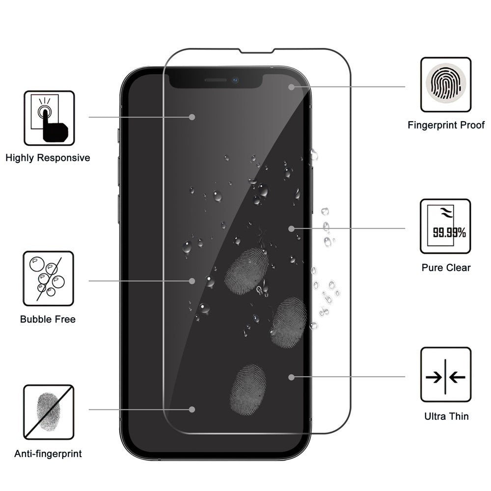 LAJABONI 2Pcs For iPhone 12 mini HD Clear Screen Protector Anti-Explosion 2.5D Arc Edge Not Complete Covering Tempered Glass Screen Film