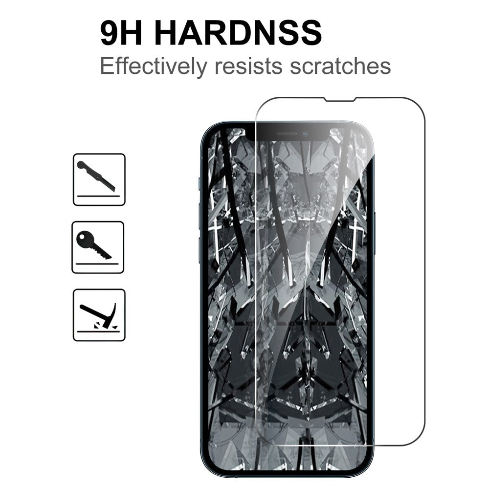 LAJABONI 2Pcs For iPhone 12 Pro Max HD Clear Screen Protector Anti-Explosion 2.5D Arc Edge Not Complete Covering Tempered Glass Screen Film