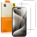 LAJABONI 2Pcs For iPhone 15 Plus HD Clear Screen Protector Anti-Explosion 2.5D Arc Edge Not Complete Covering Tempered Glass Screen Film