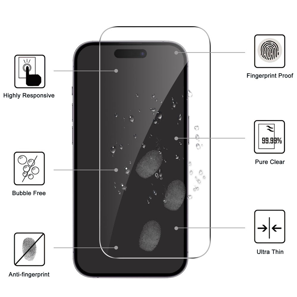LAJABONI 2Pcs For iPhone 15 Plus HD Clear Screen Protector Anti-Explosion 2.5D Arc Edge Not Complete Covering Tempered Glass Screen Film