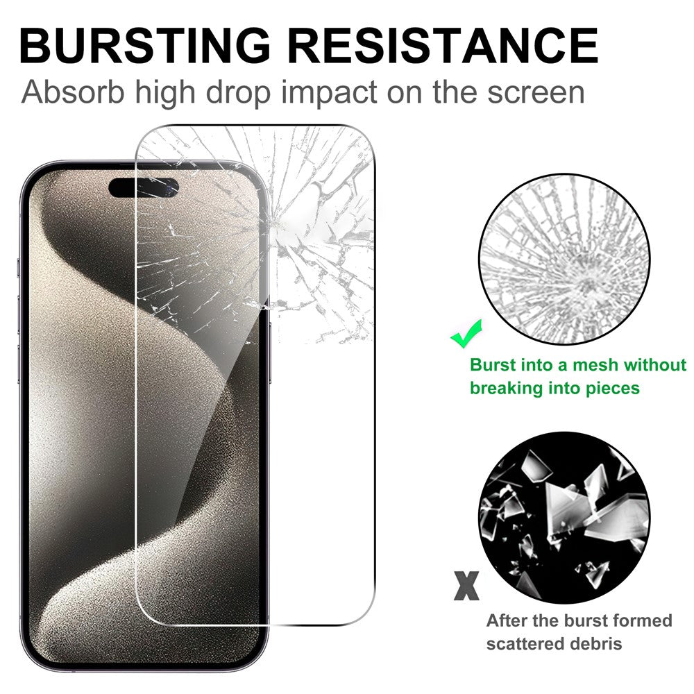 LAJABONI 2Pcs For iPhone 15 Plus HD Clear Screen Protector Anti-Explosion 2.5D Arc Edge Not Complete Covering Tempered Glass Screen Film