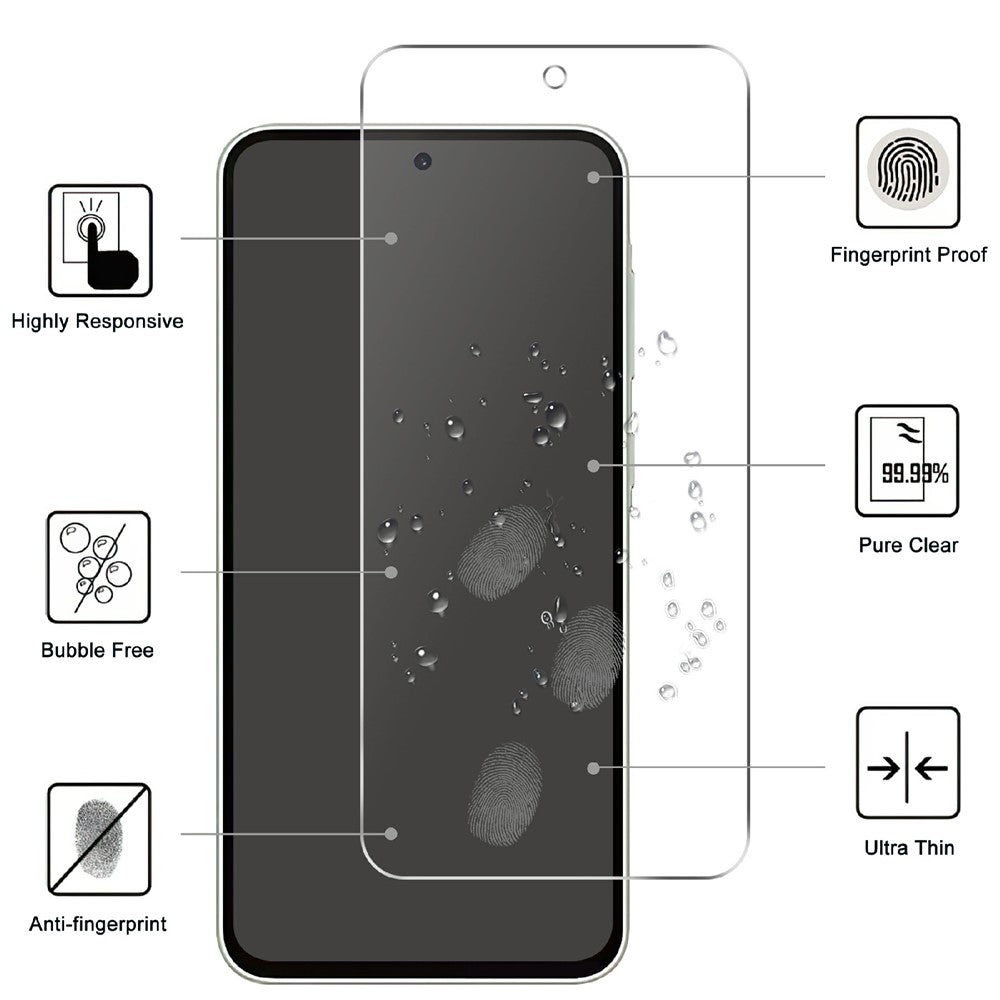LAJABONI 2 stk. HD-transparent skærmbeskyttelse til Samsung Galaxy A15 4G / A15 5G, eksplosionssikker 2,5D buet kant, ikke fulddækkende hærdet glas-skærmfilm