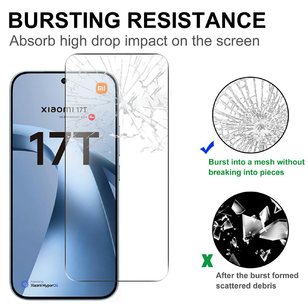 LAJABONI 2Pcs For Xiaomi 15T  /  15T Pro HD Clear Screen Protector Anti-Explosion 2.5D Arc Edge Not Complete Covering Tempered Glass Screen Film