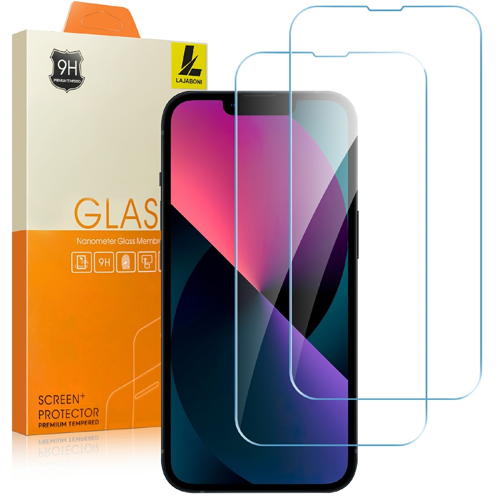 LAJABONI 2 stk. HD Clear-skærmbeskyttere til iPhone 14 Plus, anti-blue-ray, ikke fuldt dækkende, hærdet glas-skærmfilm