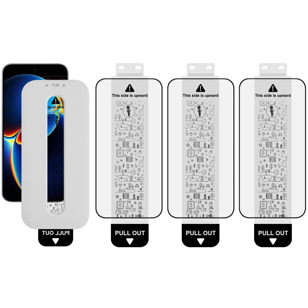 IMAK 3 stk. hærdet glas til Xiaomi Redmi K90 Max 5G / K90 Ultra 5G skærmbeskyttelse med fuld dækning, fuldklæbende film med støvfri monteringsværktøj (fingeraftryksoplåsning)