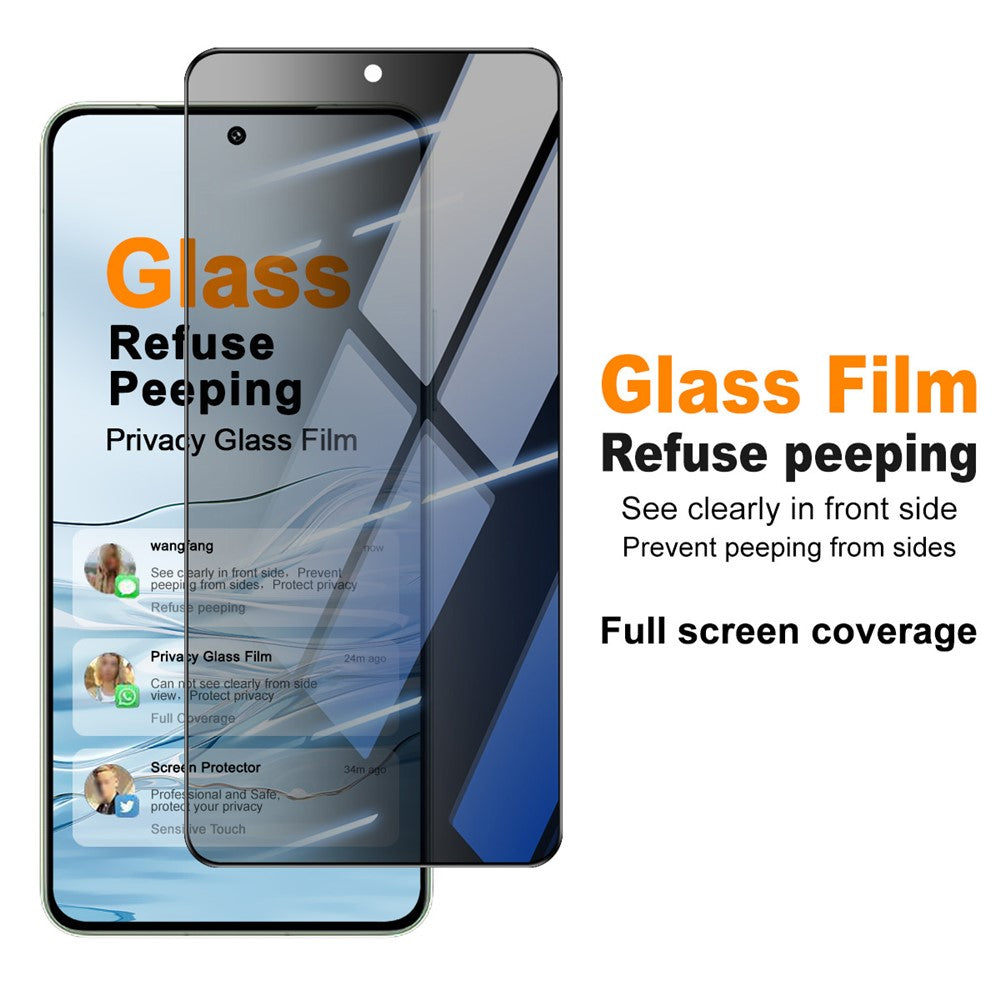 IMAK For vivo iQOO 15T 5G / iQOO 13 5G / Oppo Find X9 Ultra 5G Privacy Screen Protector Anti-Peep Full Cover Tempered Glass Film (Fingerprint Unlock)