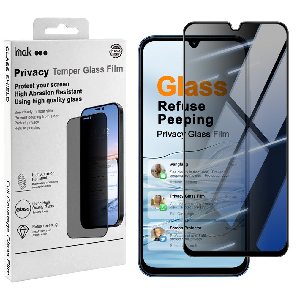 IMAK Anti Peep Screen Protector For Xiaomi Redmi 15C 4G (Global) (171mm) / 15a 5G / A7 Pro 4G (171.56mm) / A7 Pro 5G / Poco C85 4G (171mm)// Poco C81 4G / Poco C9E 4G Full Coverage Tempered Glass Film