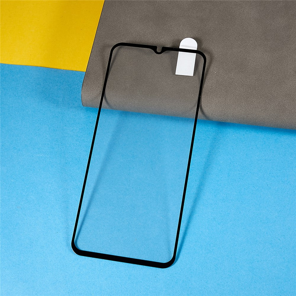 Samsung Galaxy A14 5G / A14 4G silketrykt hærdet glasskærmbeskyttelse, fuld klæbning, sort kant, eksplosionssikret fuldskærmsfilm