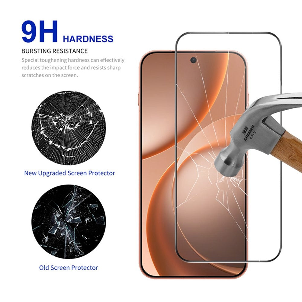 RURIHAI För Oppo Find X9s 5G Helklistrad Skärmskydd Hög Aluminium Silikon Glasfilm, Ultraljuds Fingeravtryckslåsning
