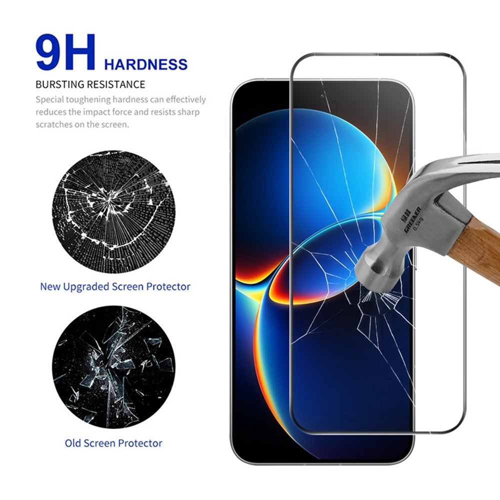 RURIHAI För Xiaomi Redmi K90 Max 5G Helklistrad Skärmskydd Hög Aluminium Silikon Glasfilm, Ultraljuds Fingeravtryckslåsning