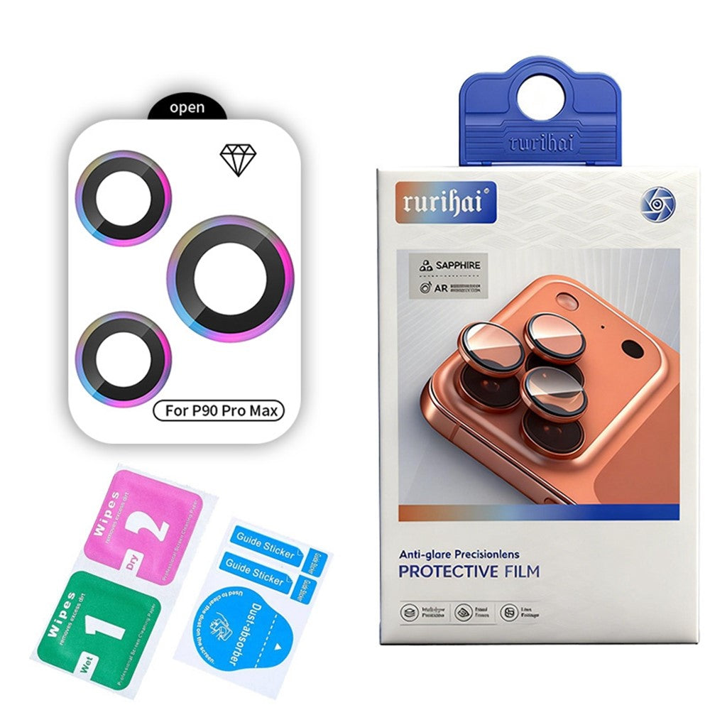 RURIHAI For Huawei Pura 90 Pro Max Camera Lens Protector Tempered Glass Metal Ring Lens Film