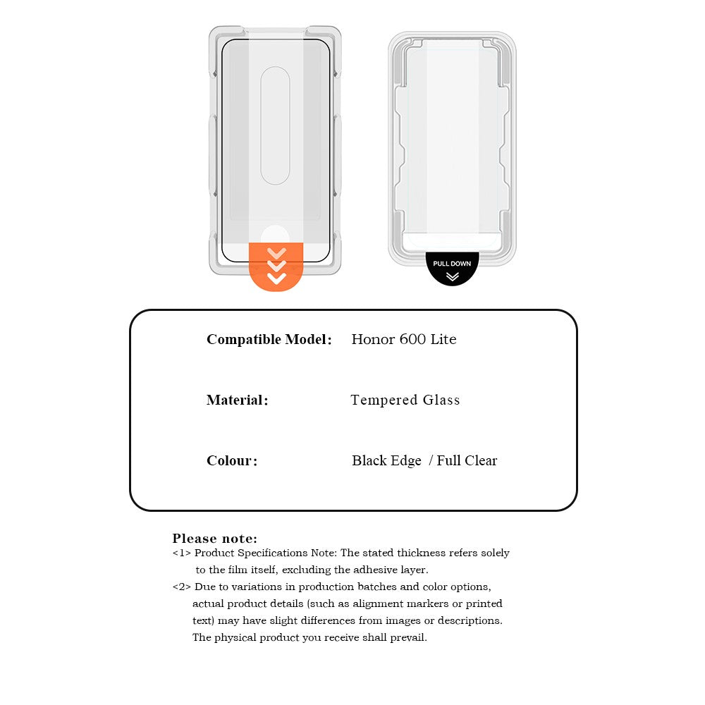 LEREACH hærdet glasskærmbeskyttelse med fuld dækning til Honor 600 5G / 600 Pro 5G / 500 Pro 5G, fingeraftryksafvisende film med støvfri installationsværktøj