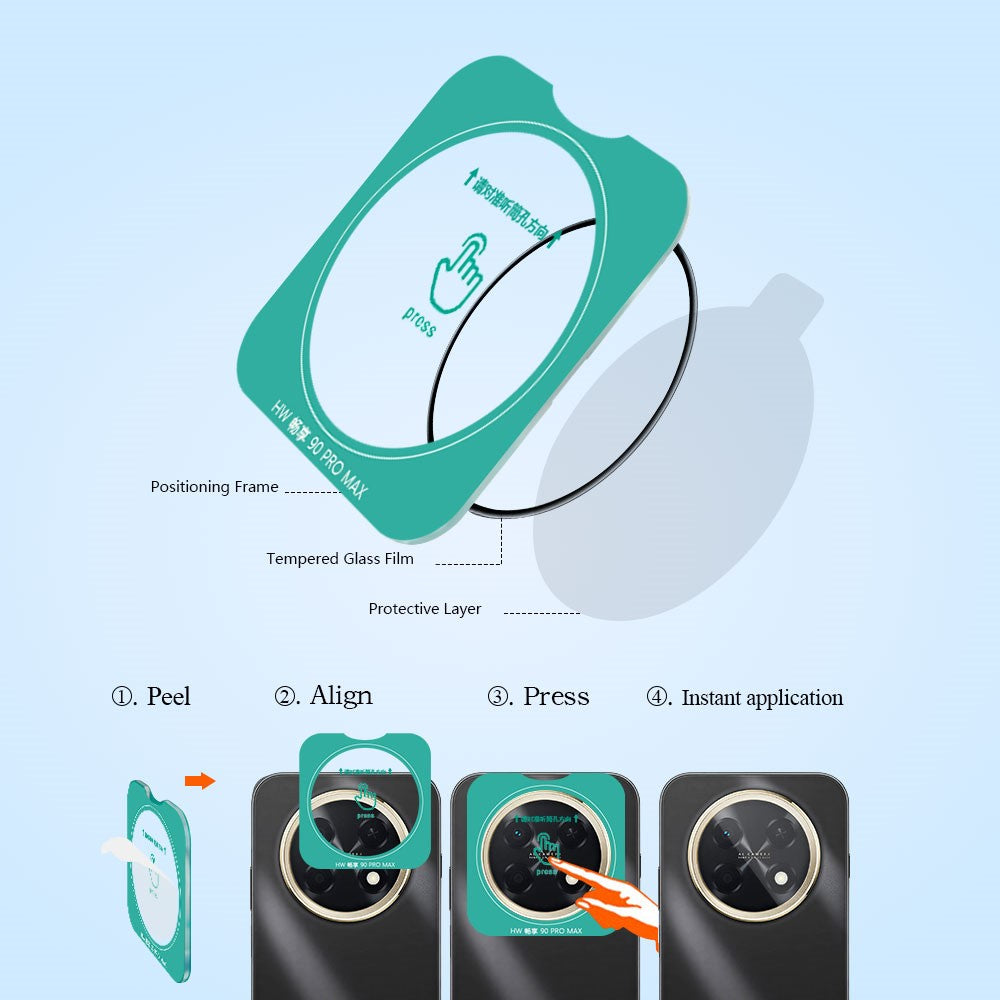LEREACH For Huawei Enjoy 90 Pro Max / nova 15 Max Camera Lens Protector Full Cover High Aluminium-silicon Glass Lens Film with Auto-Align Installation Frame